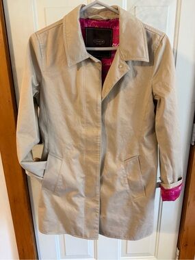 Coach Tan Trench Coat with Pink Lining, size small